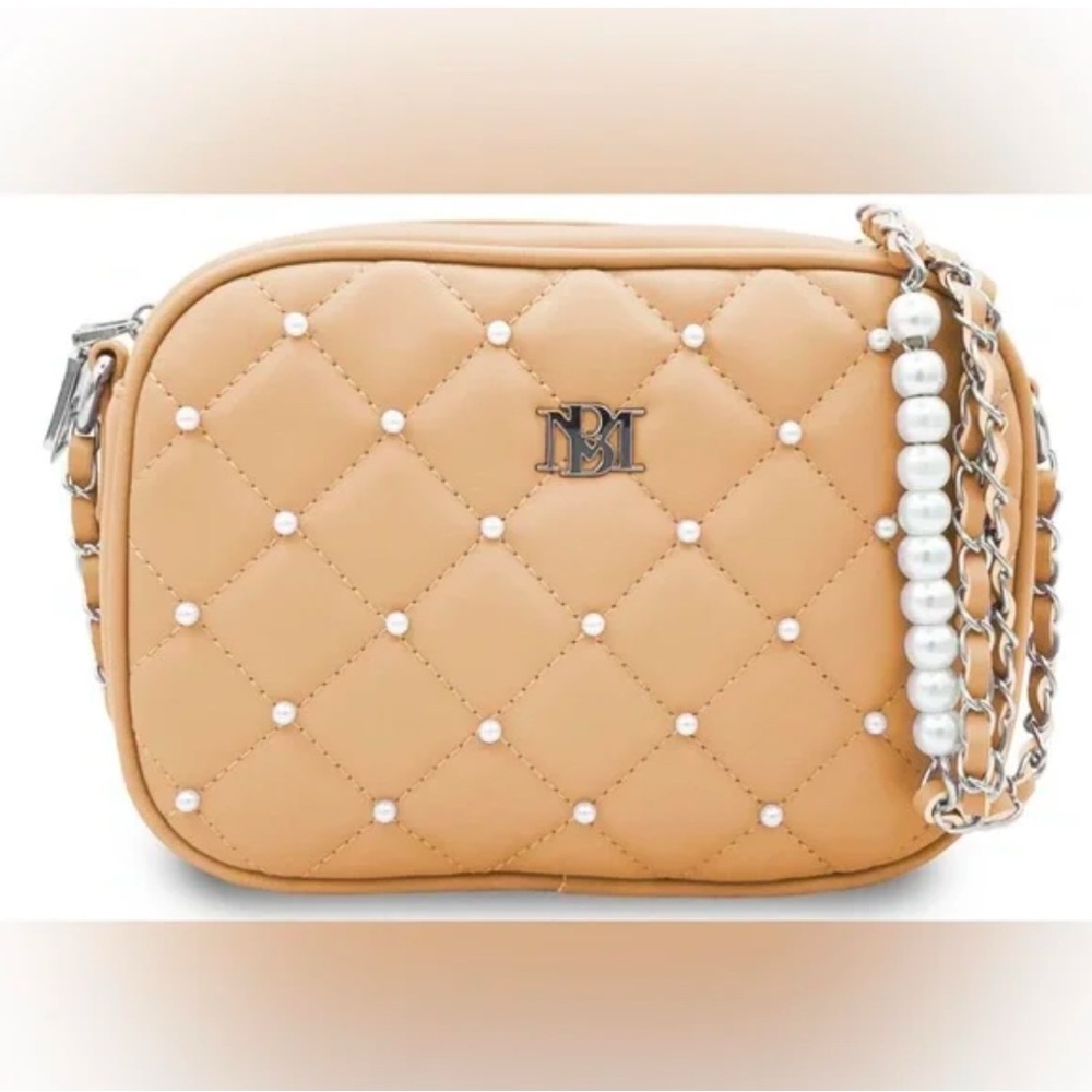 NWT BADGLEY MISCHKA Crossbody Pearl Stud Diamond Quilted Bag (BM-4138) Pink